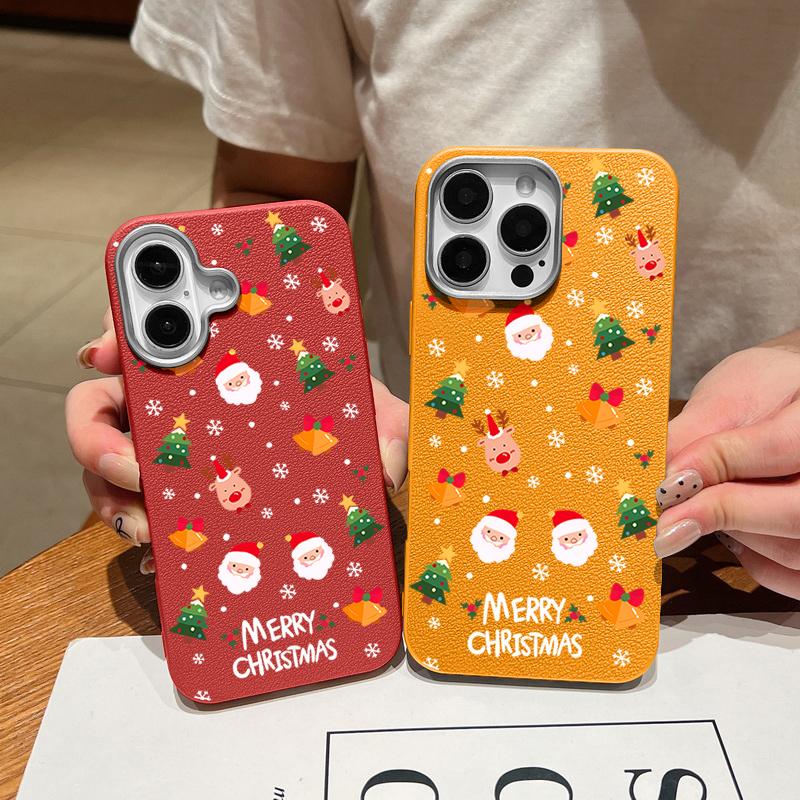 Skinnteksturskall for iPhone 16 15 Pro 14 13 12 11 Pro Max Xs Max Xr 8 7 6 Plus Cartoon Santa Claus Elk Mønster Støtsikker Myk Tpu Slim Cover