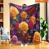 1pc 1pcs Colorful Rose & Butterfly Print Blanket Suitable for All Seasons, Soft Flannel Bedspread with Multicolor Roses & Butterfly, Machine Washable 