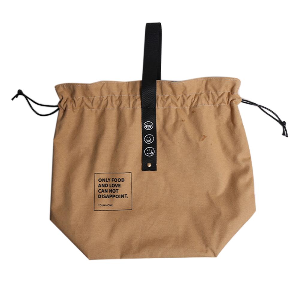 Canvas Portable Insulated Handbag Reusable Drawstring Bundle Bag Multifunctional Camping Food Container Work Picnic Travel Bag