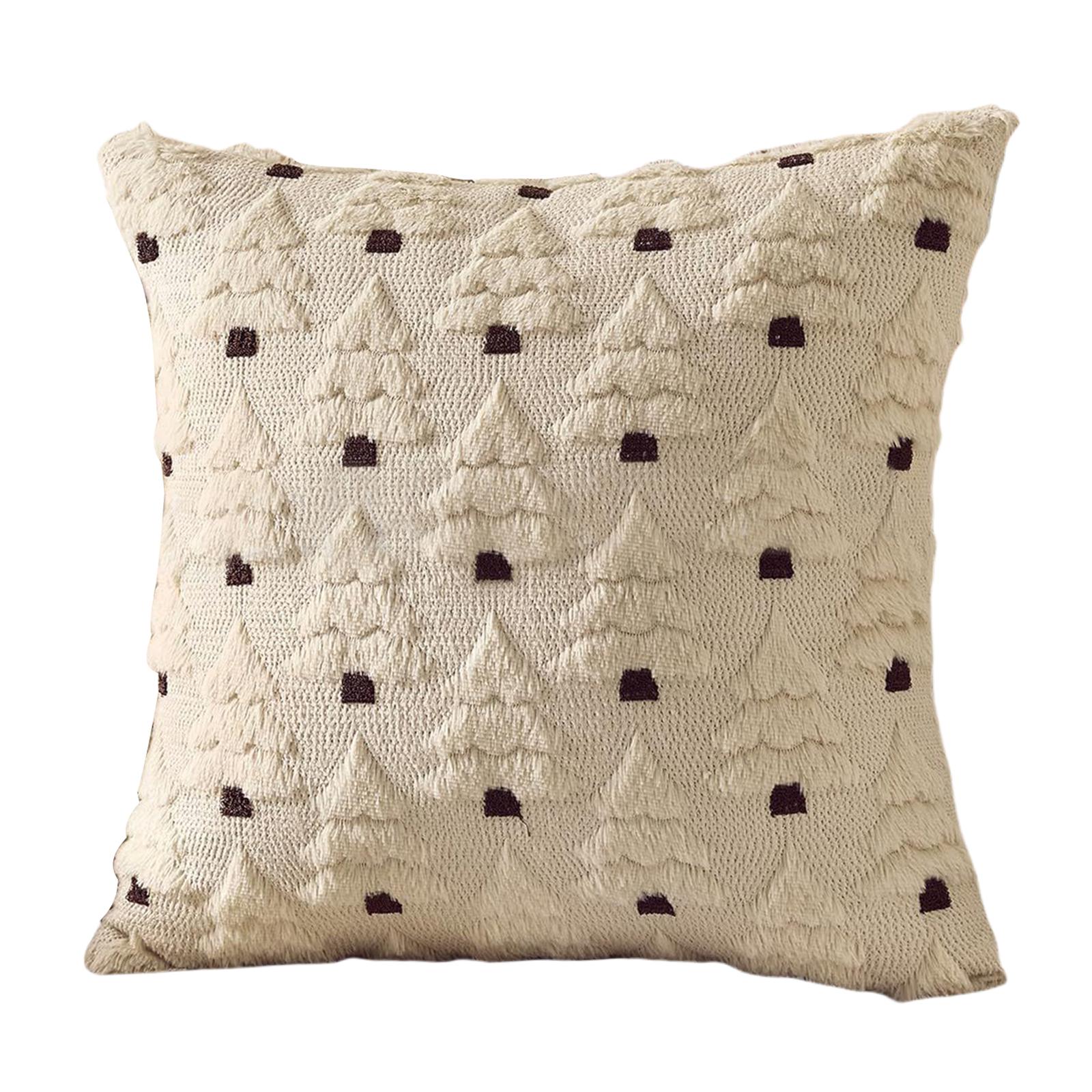 

45x45cm Christmas Tree Print Plush Pillow Cover Cushion Case Throw Pillow Case for Winter Holiday Home Bedroom Sofa Decors