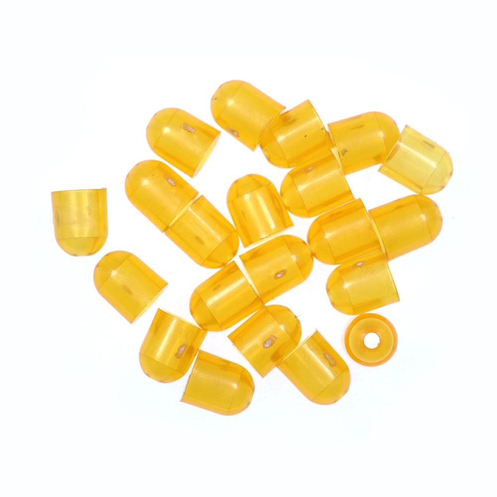 20PCS Orange Cylindrical Plastic Slide Parts Snapper Silicone Skirts and Rubber Tie Fixed Cover Sea Fishing Lure Accessories