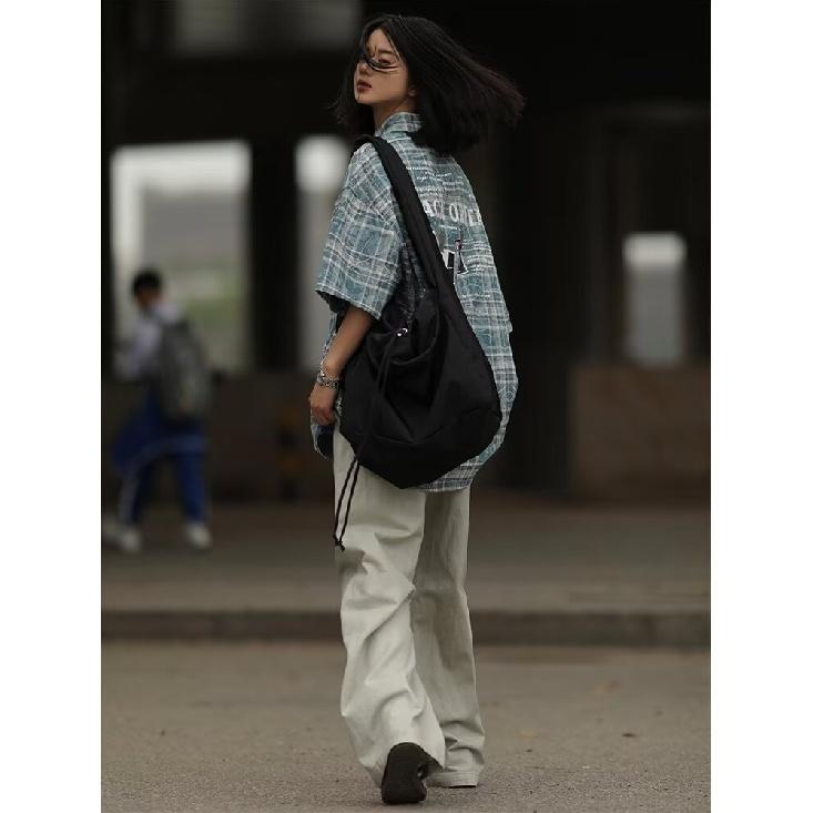 Checkered Retro Shirt Men'S Summer Outfit Hong Kong Style Student Loose And Niche Design Fun New Men'S Top For Outdoor Wear