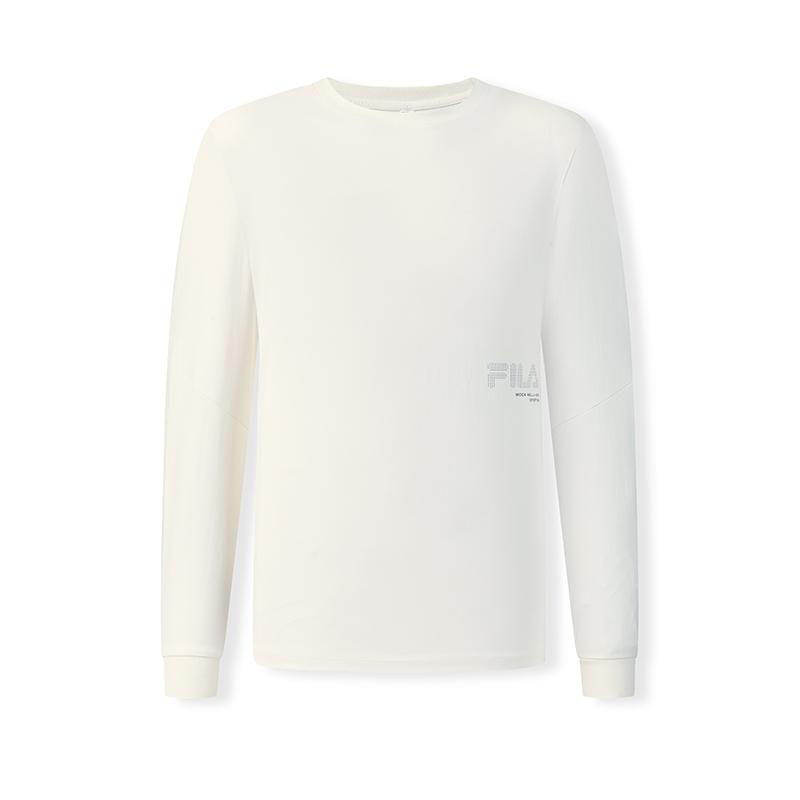 Fila Fitness Minimalist Sports Casual Training Comfortable Crew Neck Pullover Long Sleeve T-Shirt Men Tops Cotton-Candy-White A11M611209FIV
