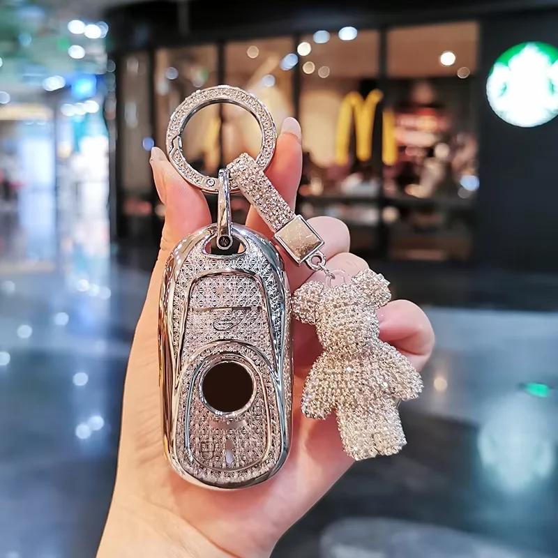 Suitable For 24 Buick Gl8 Keycase Avenir Keycover Key Shell Keychain Car Case Buckle Cute Bear Keychain Sparkling Car Key Case