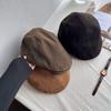 Autumn and Winter Literary and Retro Suede Forward Hat Men's and Women's Face Small Brown Cap Neutral Wind Ins Hat