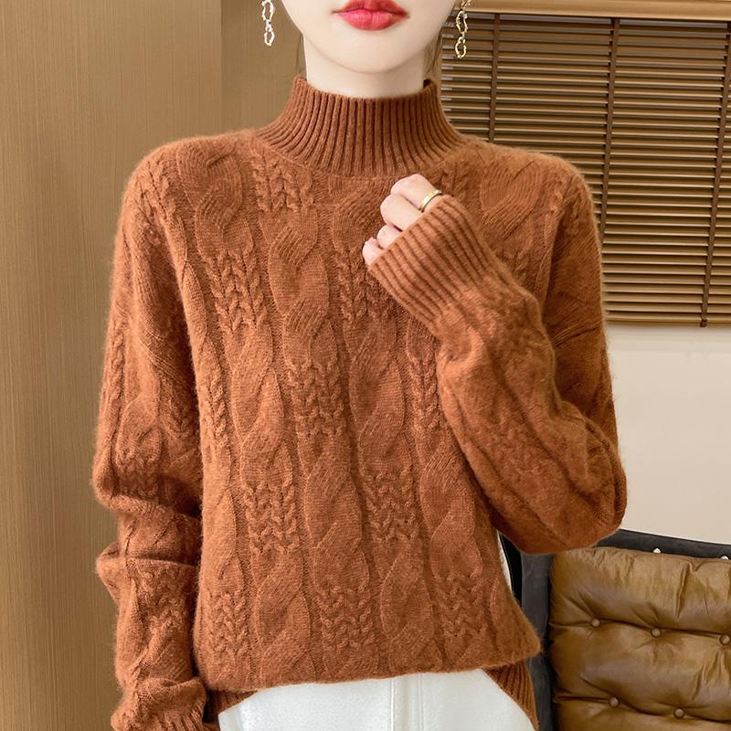 Women's Cashmere Sweater Qinghe Cashmere 30% Cashmere 70% Wool Autumn and Winter Pullover Warm and Fashionable