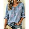 Women's Elegant Printed Lace-up Flared Top, Stylish and Versatile, Comfortable and Skin-friendly