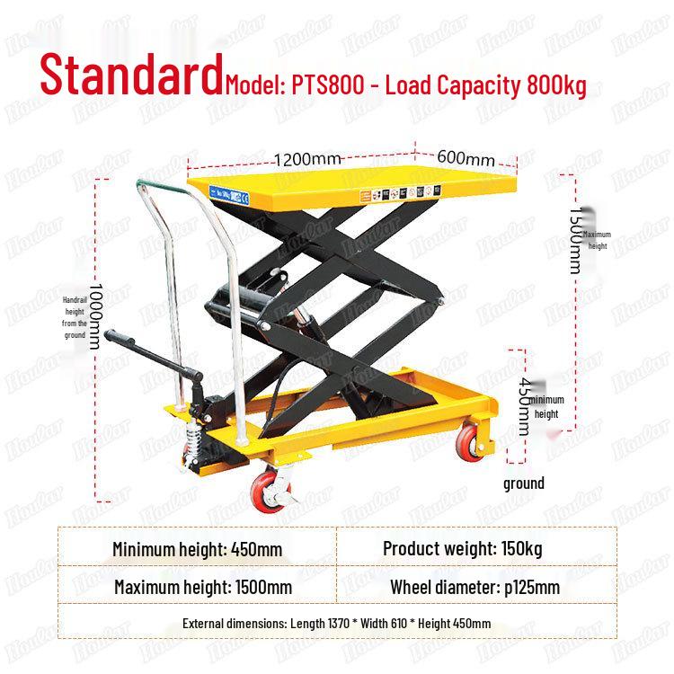 Electric Hydraulic Scissor Lift Cart - Mobile Flatbed Trolley