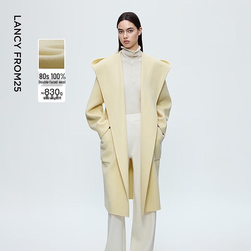 

Langzi Women s Elegant Hooded Double-faced Wool Coat L