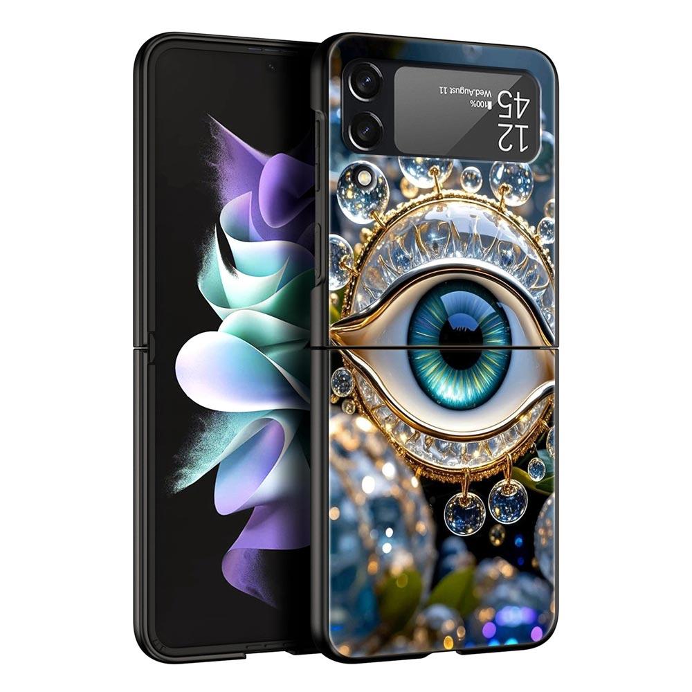 Fashion Eyelashes Eyes Hard PC Phone Case For Samsung Galaxy Z Flip 7 6 5 4 Black Cover For Galaxy Z Flip3 Foldable Fundas Shell