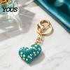 Zinc Alloy Key Ring Sparkling Rhinestone Love Heart Keychain , Car Purse Decoration Ring, Handbags Backpacks Charm Accessory, Gift for Women