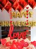1set Golden Happy Anniversary Heart-shaped Balloons, for Valentine's Day Party Decoration, Anniversary, Wedding, Love Theme Part