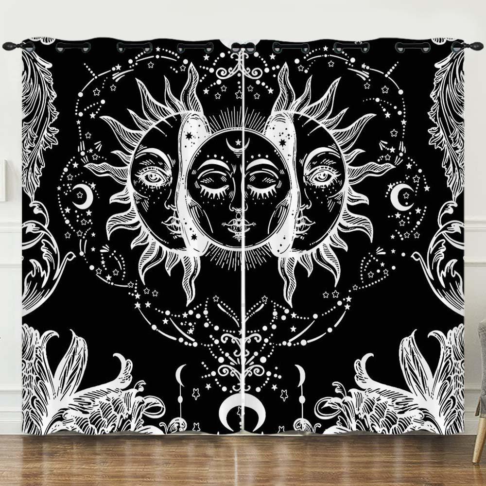 Curtains Good Night Series Moon Starry Sky Sunshade Digital Printing Blackout Curtain Free Of Punching