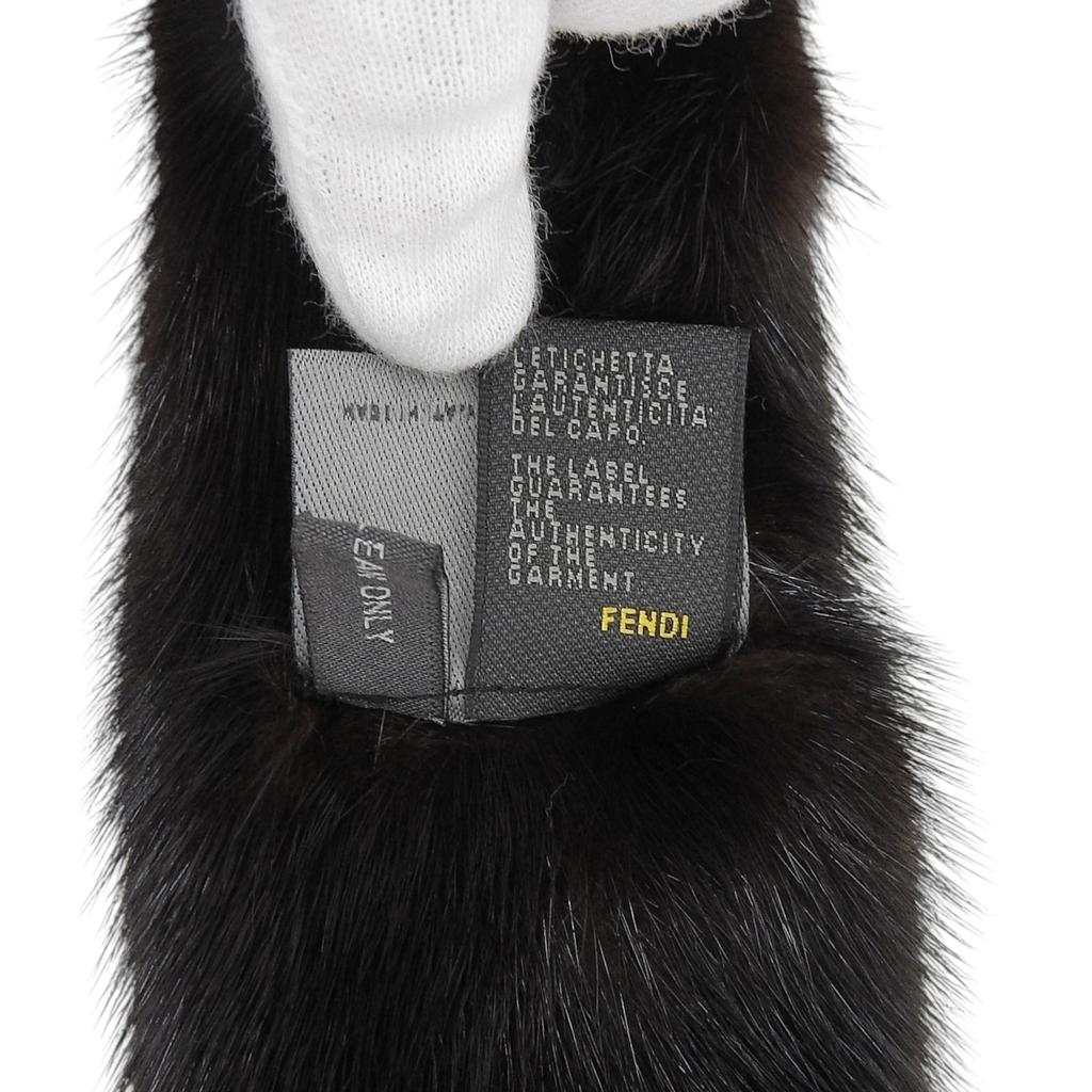 Fendi Shawl Logo Metal Tippet Dark Brown Mink MINK Women Used