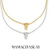 MamacitaSlay 316L Stainless Steel Letter Pendant Necklace Waterproof 18K Gold Plated Neck Jewelry Women's Minimalist Necklace