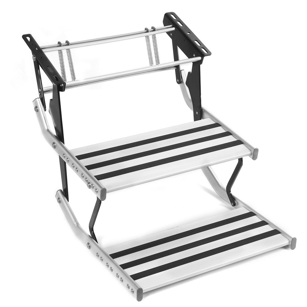 Wohnmobil Doppeltreppe Manuell Faltbar Aluminiumlegierung Leiter mit Befestigungsschraube Stange AntiRutsch M10 Montage