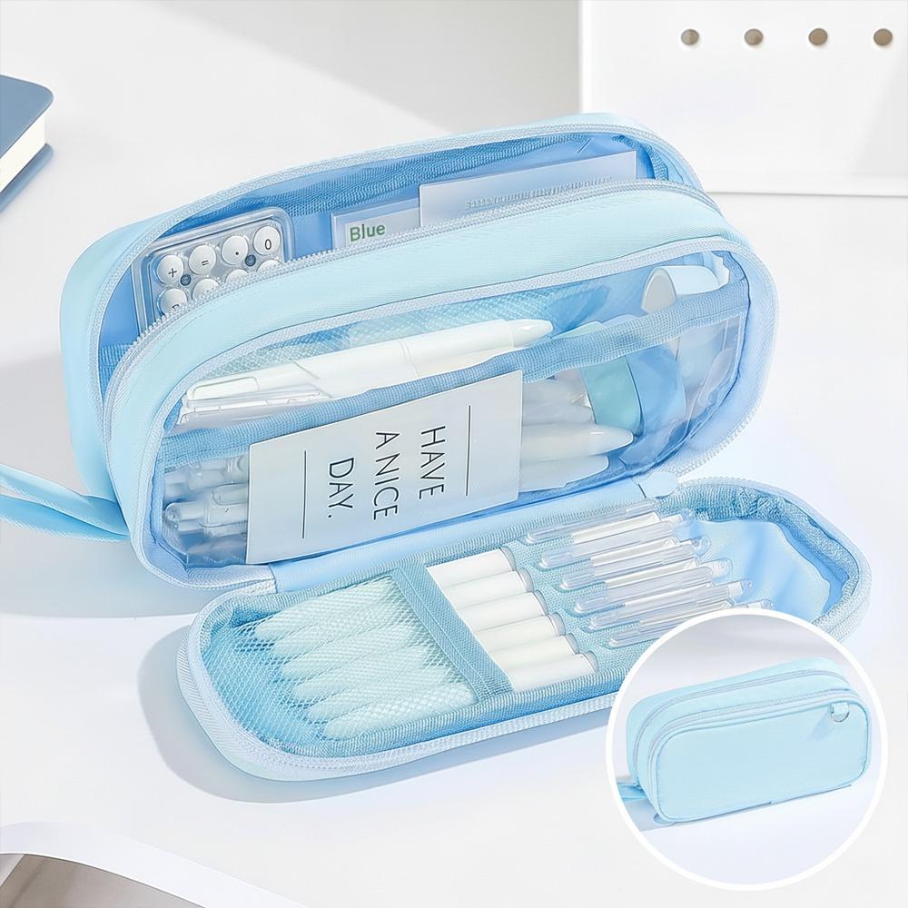 Large Capacity Pen Bag Solid Color Pencil Pouch Minimalist Pencil Case  School Supplies