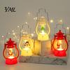 Xmas Window Ornament Christmas Lantern Night Light, Retro Santa/Snowman/Tree Handheld Oil Lamp with Festive Party Decoration Warm LED, Cute