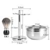 Kit Pennello da Barba Premium - Set Pennello da Barba 3 in 1 Include Pennello da Barba in Pelo, Ciotola per Sapone da Barba in Acciaio Inossidabile e Supporto