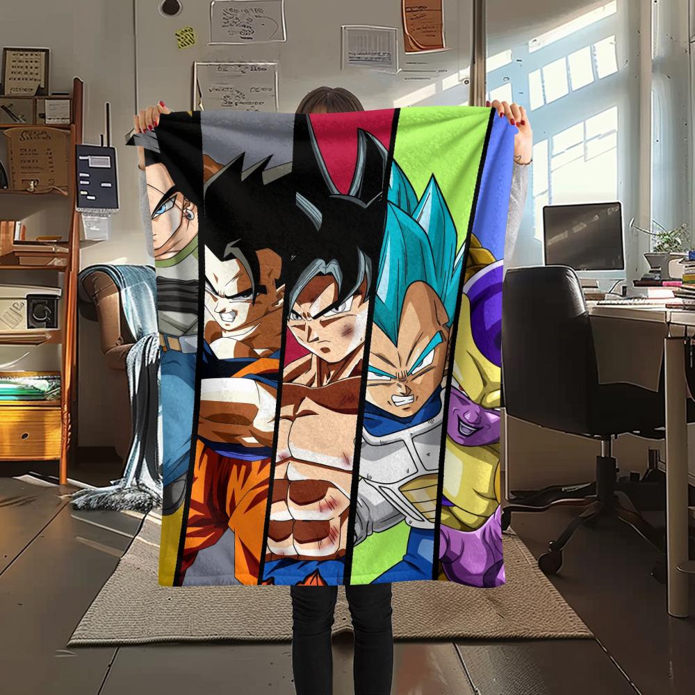 Anime Dragon Ball pattern Flannel Blanket, High quality Comfortable for All Seasons, Home Decor, Warmth and Comfort, Perfect for Gifts.