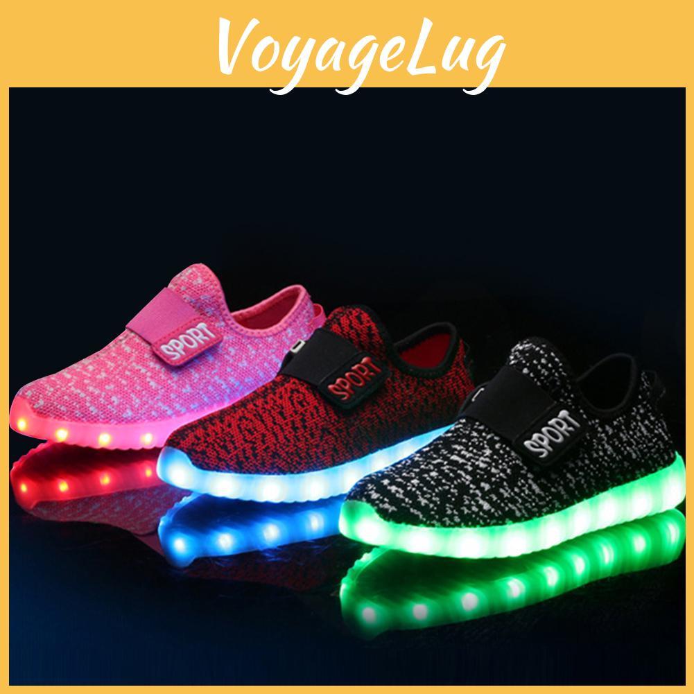Trendy Kids' Led Light Up Sneakers In Various Sizes With Comfortable Rubber Sole