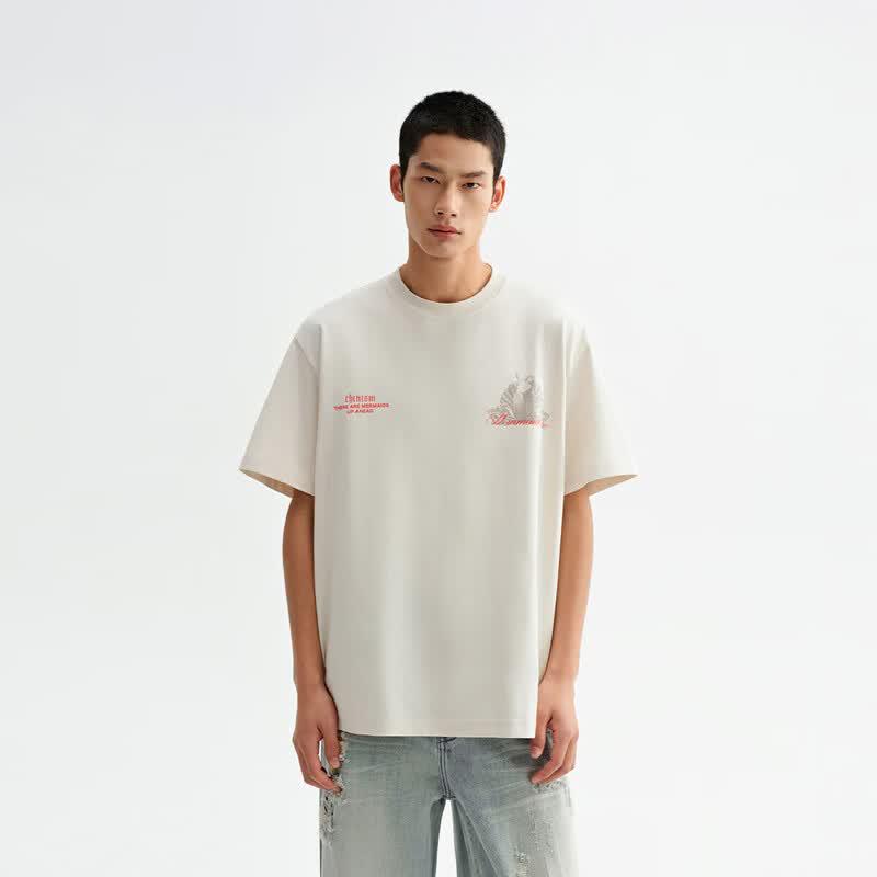 CHINISMCH Men s Cooling Print Short-Sleeve T-Shirt L грязно-белый
