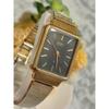 Used Working SEIKO Quartz Chariot Ladies Watch Black Dial Gold Tank Vintage Square