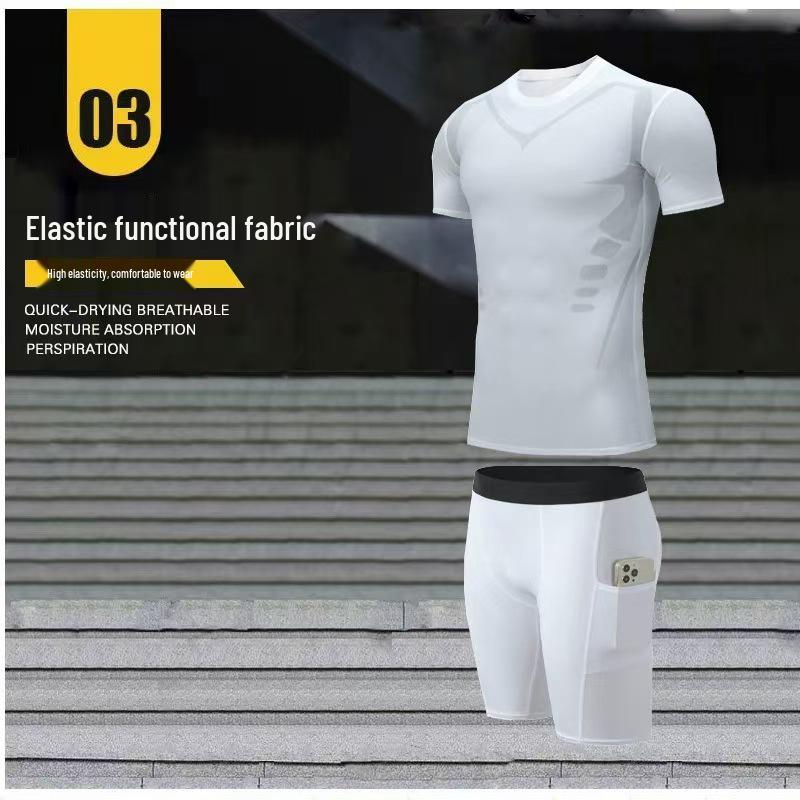 Men's Summer Fitness Set: Breathable Elastic T-shirt & High-Elastic Sports Shorts