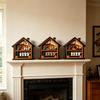 Halloween Wooden Table Sign Ghost Skeleton Block Spooky House Shape Sign Rustic Farmhouse