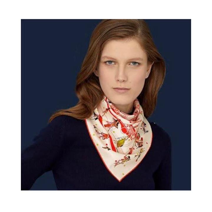 Used HERMES Carre 70 Ex-Libris Parisienne Hermes Scarf Pink