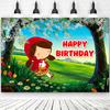 Cartoon Little Red Riding Hood Backdrop Girl Birthday Decorations Party Supplies Baby Shower Banner Photo Shoot Props Kids Gifts