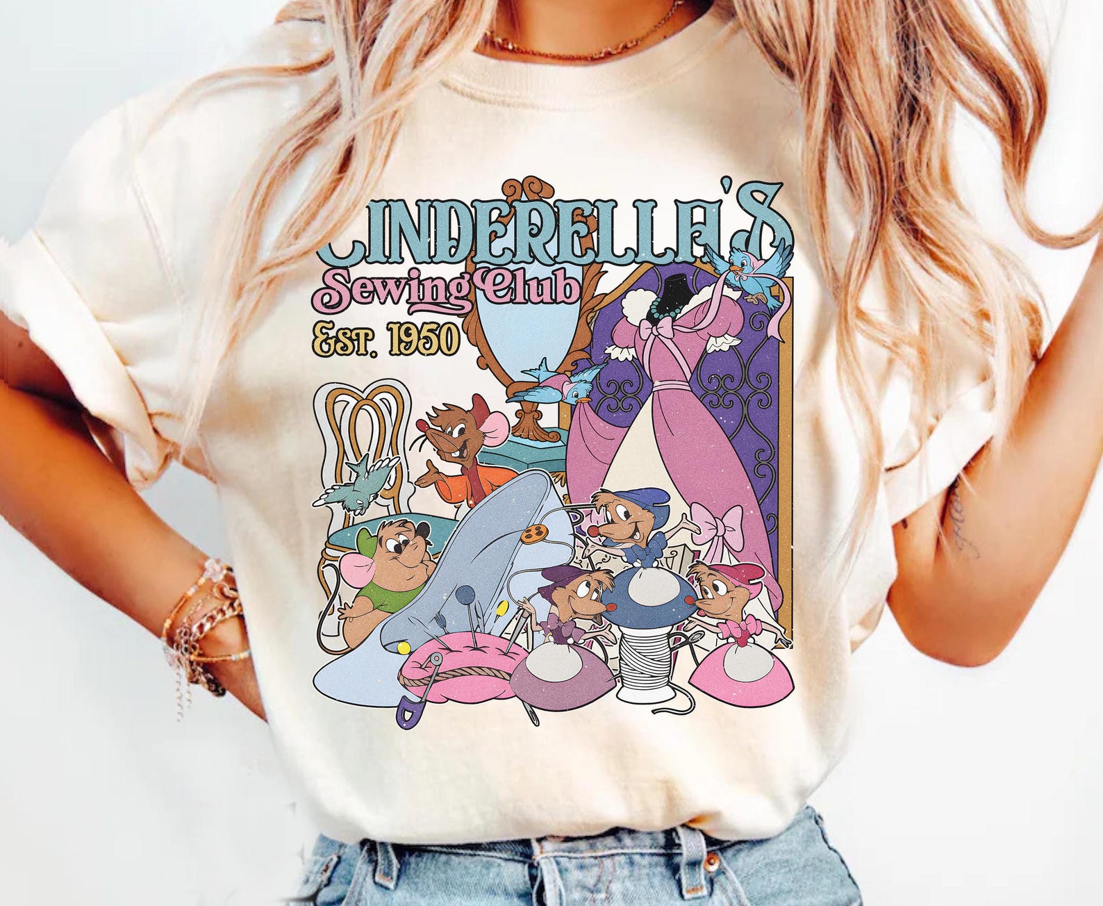 Jaq & Gus Gus Shirt, Cinderella Sewing Club Tee, Disneyland Princess Trip Gift 3XL