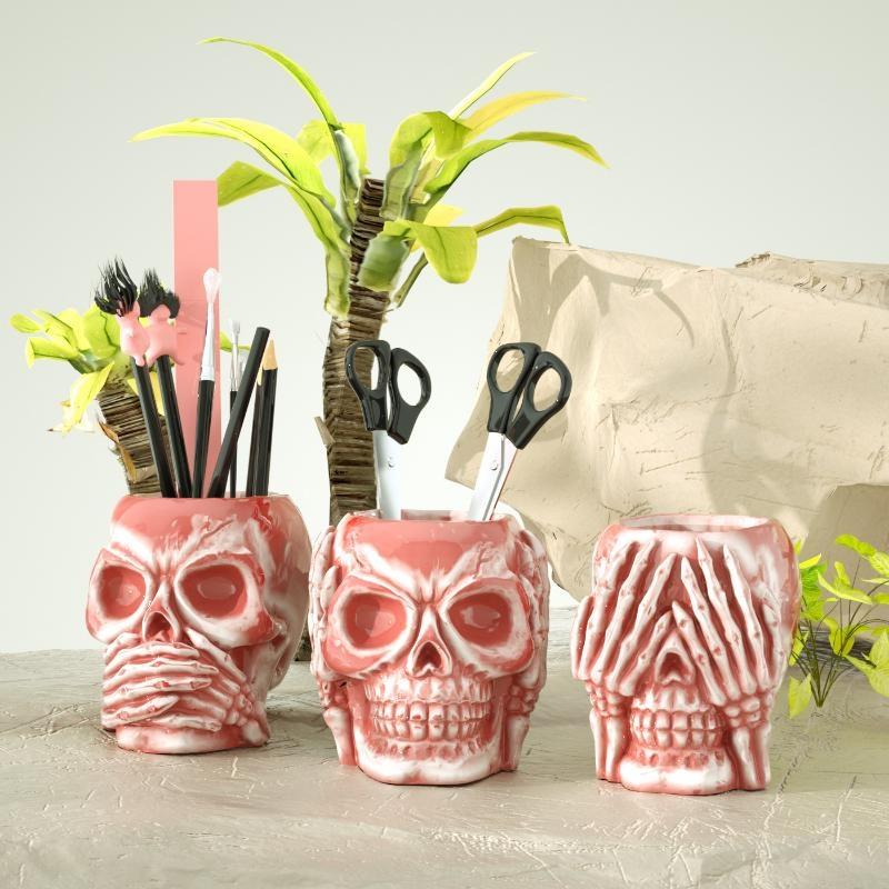 Diy Crystal Drop Glue Potted Gypsum Halloween Skull Silicone Mold Three-dimensional Pumpkin Decoration Mold