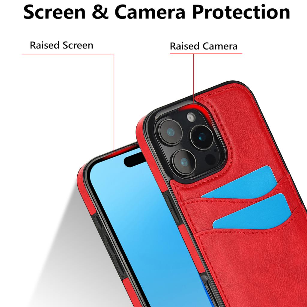 For iPhone 16 Pro Case Card Slot Slim-Fit PU+TPU Mobile Cover