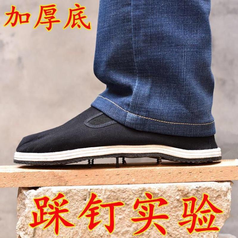 Real tire sole anti-puncture old Beijing black cloth shoes lasagna manual online elastic canvas single shoes