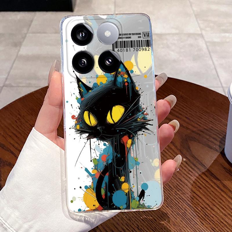 Jelly Casing For Xiaomi 14T 14TPro Clear Silicone Soft TPU Back Cover For Xiaomi 14T Pro Cute Cat Rabbit Heart Protective Case