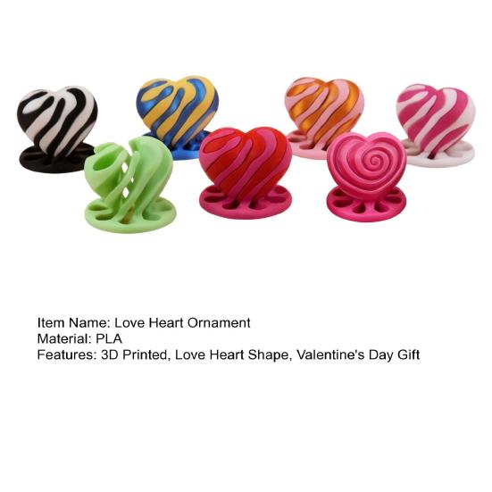 3D Printed Love Heart Ornament Mini Spiral Heart Shape Sculpture Figurine Spiral Heart Fidget Toy Valentine's Day Decoration Gift