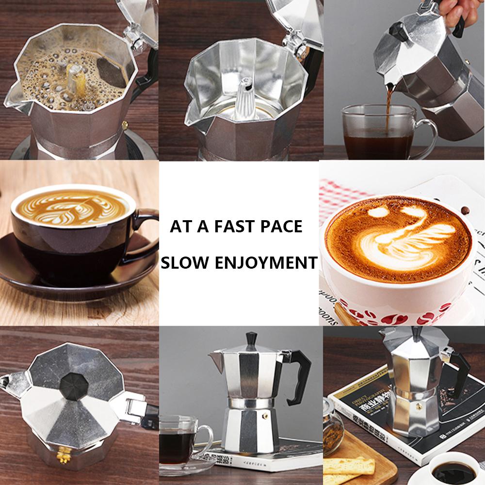 Moka Pot Italian Coffee Machine Espresso Aluminum Geyser Coffee Maker Kettle Latte Stove Classic Coffeeware Barista Accessories