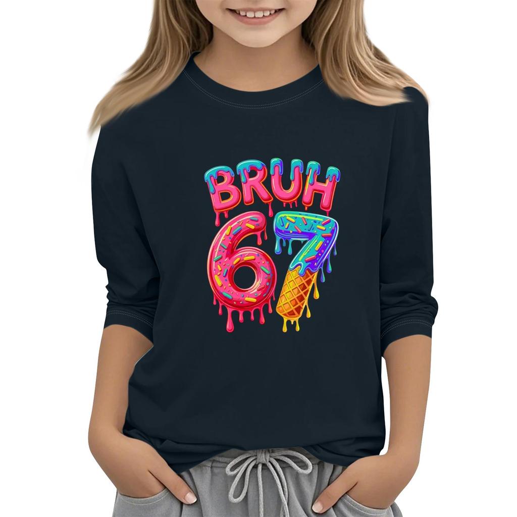 Dětská móda Tříčtvrteční rukáv Kulatý výstřih Potištěné Ležérní Tričko Top