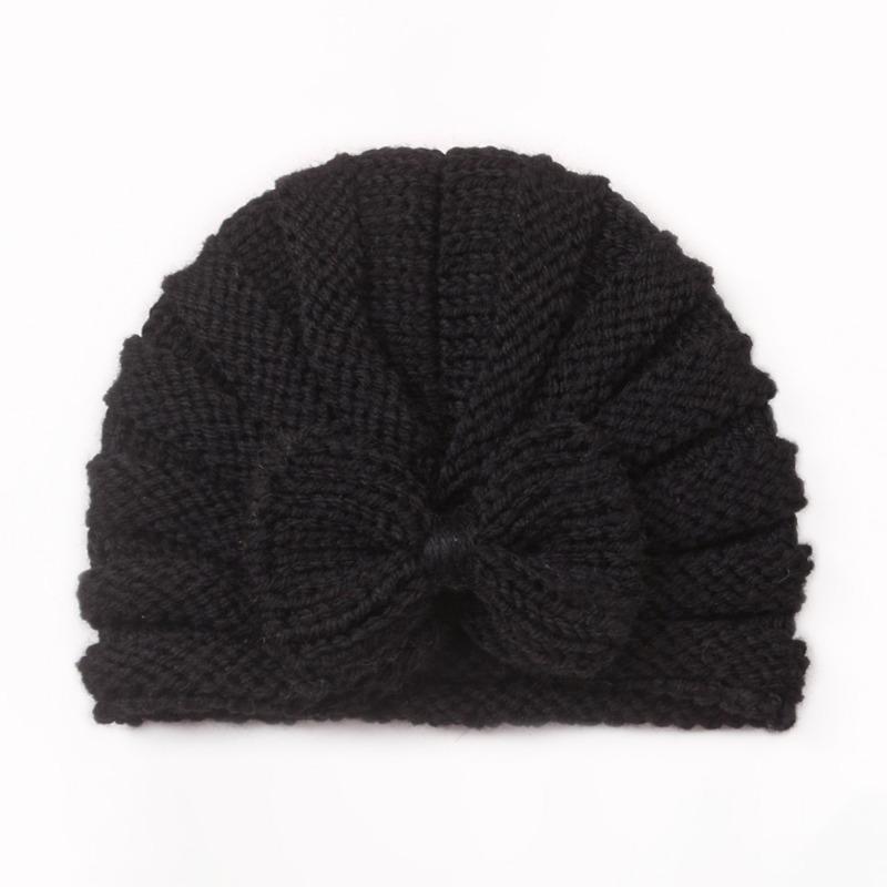 Autumn and Winter New Baby Bow Hat, Children's Knitted Warm Wool Hat, Baby Fetal Hat
