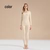 Ensemble d'automne pour femmes en pur coton uni: Couche de base, Pull, Pantalon, Sous-vêtements chauds fins pour filles