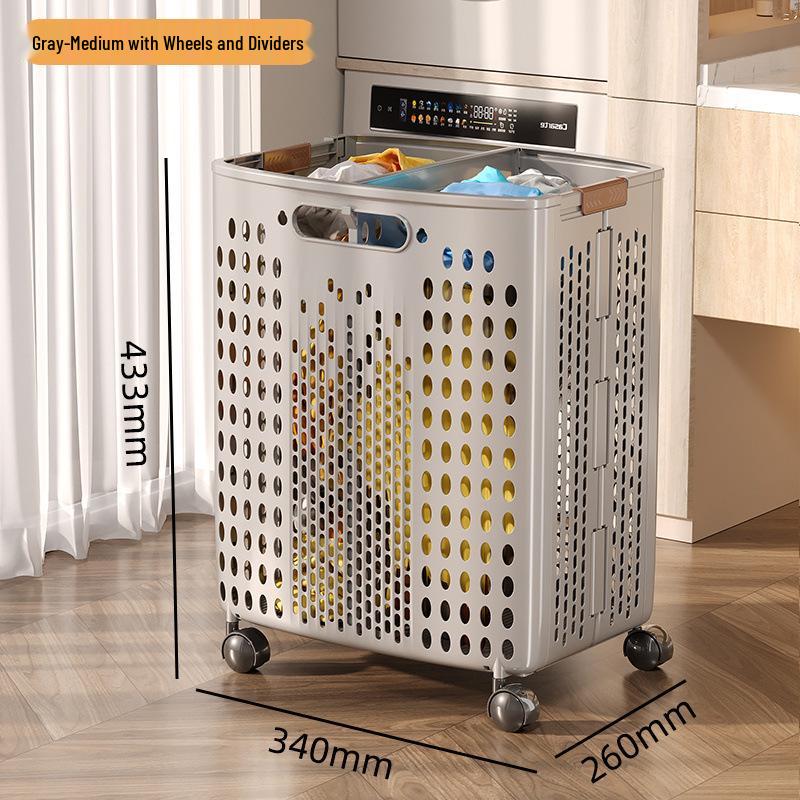 Skládací koš na prádlo s kolečky - Velkokapacitní úložný prostor na špinavé oblečení do koupelny
