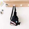 Canvas Shark Pattern Chest Bag Zipper Cartoon Shark Waist Bag Fashion Crossbody Chest Bag