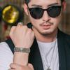 High End Kuiniu Bracelet for Men, Gluttonous Beast Face Pattern, Horned Dragon Silver Bracelet, Retro and Powerful New Style