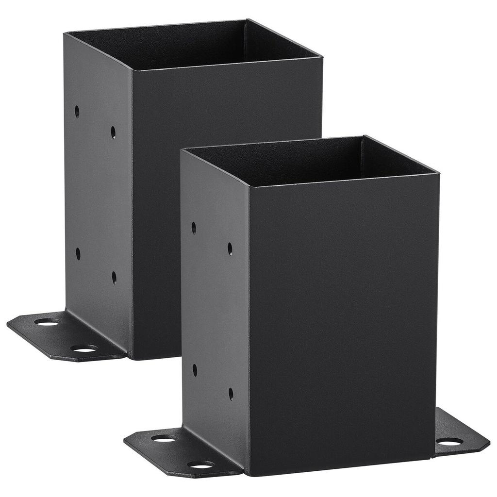 4x4 Post Base 2 Pcs, Inner Size 3.6"x3.6" Post Base Brackets, Heavy Duty Powder-Coated Post Anchor Matte Black Wood Post Brackets for Pavilion Deck