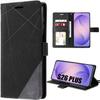 Case for Samsung Galaxy S26 Plus, Anti-Scratch Protection Elegant Leather Effect - Two-Tone Black Grey