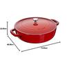 Staub Braiser Saut? Pan, Cherry, 24cm, Double-Handled, Cast Iron Enamel, Shallow, Sukiyaki Compatible, Induction Cooking Compatible [Official Japanese