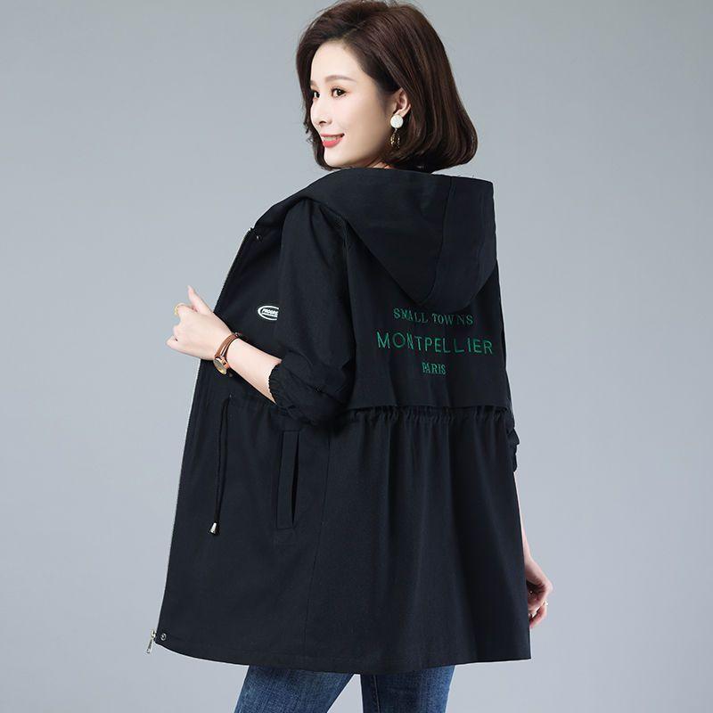 

Тренч для женщин, осенняя ветровка с капюшоном, женское длинное пальто, женское осенне-весеннее пальто больших размеров Abrigo Mujer, верхняя одежда 3XL чёрный