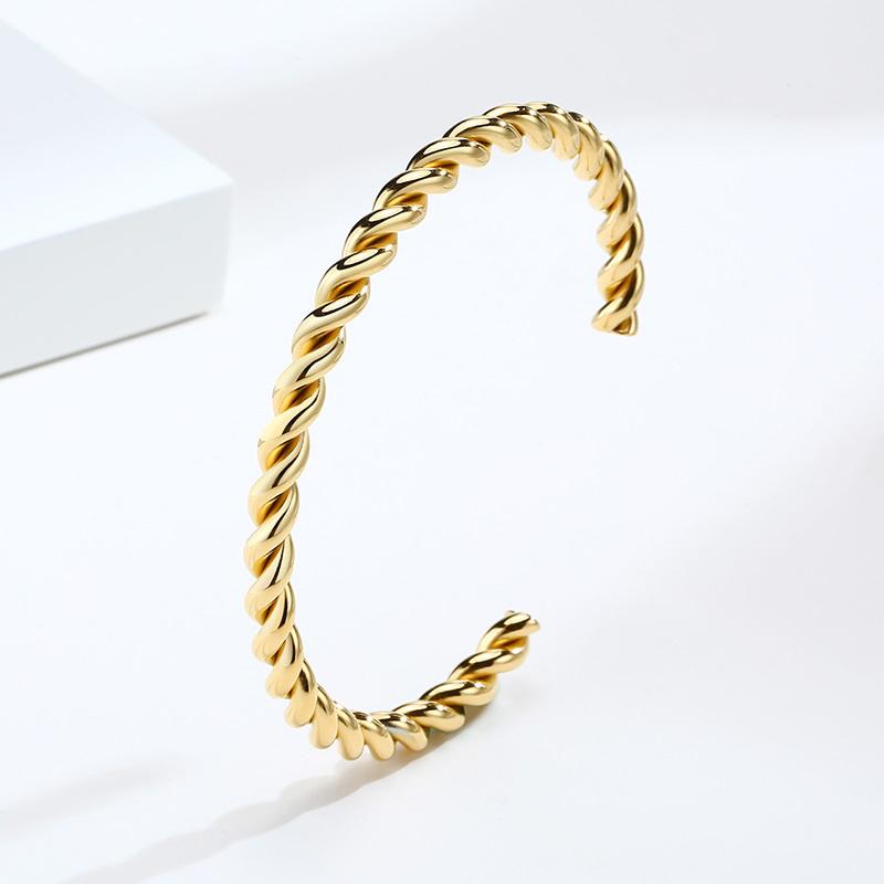 Twisted Bangle Open Cuff Bracelet 100% Stainless Steel Rope Twisted Bracelet Women Jewelry Minimalist Style