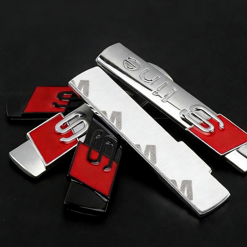2 stk 3D Metal S Line Logo Emblemer Mærker Klistermærker Til Audi A3 A4 A5 A6 Q3 Q5 Q7 TT RS Bil Side Skærm Bagklap Dekoration Tilbehør